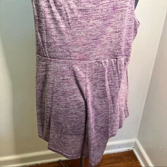 Rose Gal Tank Top Heathered Purple Bow Neck V-Neck Sleeveless - Picture 7 of 10